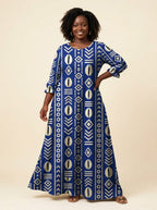 "Oshun" Royal Blue Long Sleeve Maxi Dress