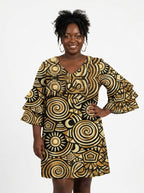 Sahara Stacked Ruffle Sleeve Dress