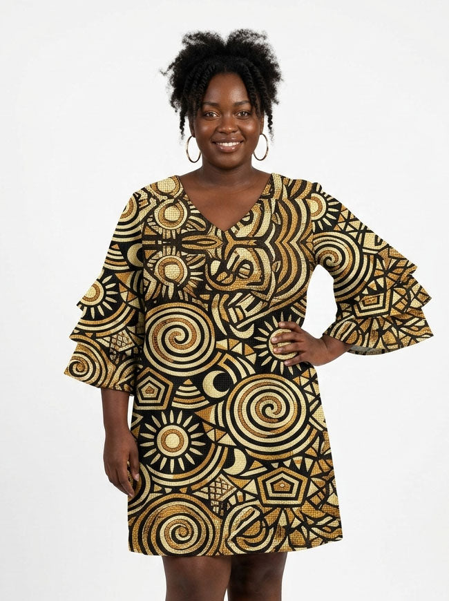 Sahara Stacked Ruffle Sleeve Dress