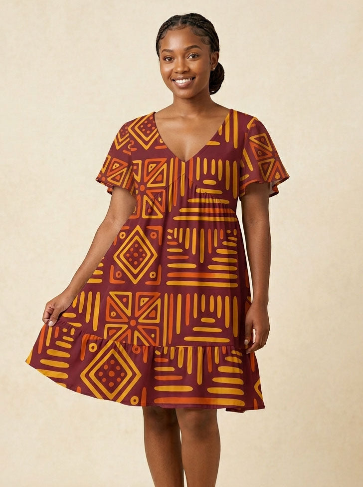 Mudcloth Floral Dress
