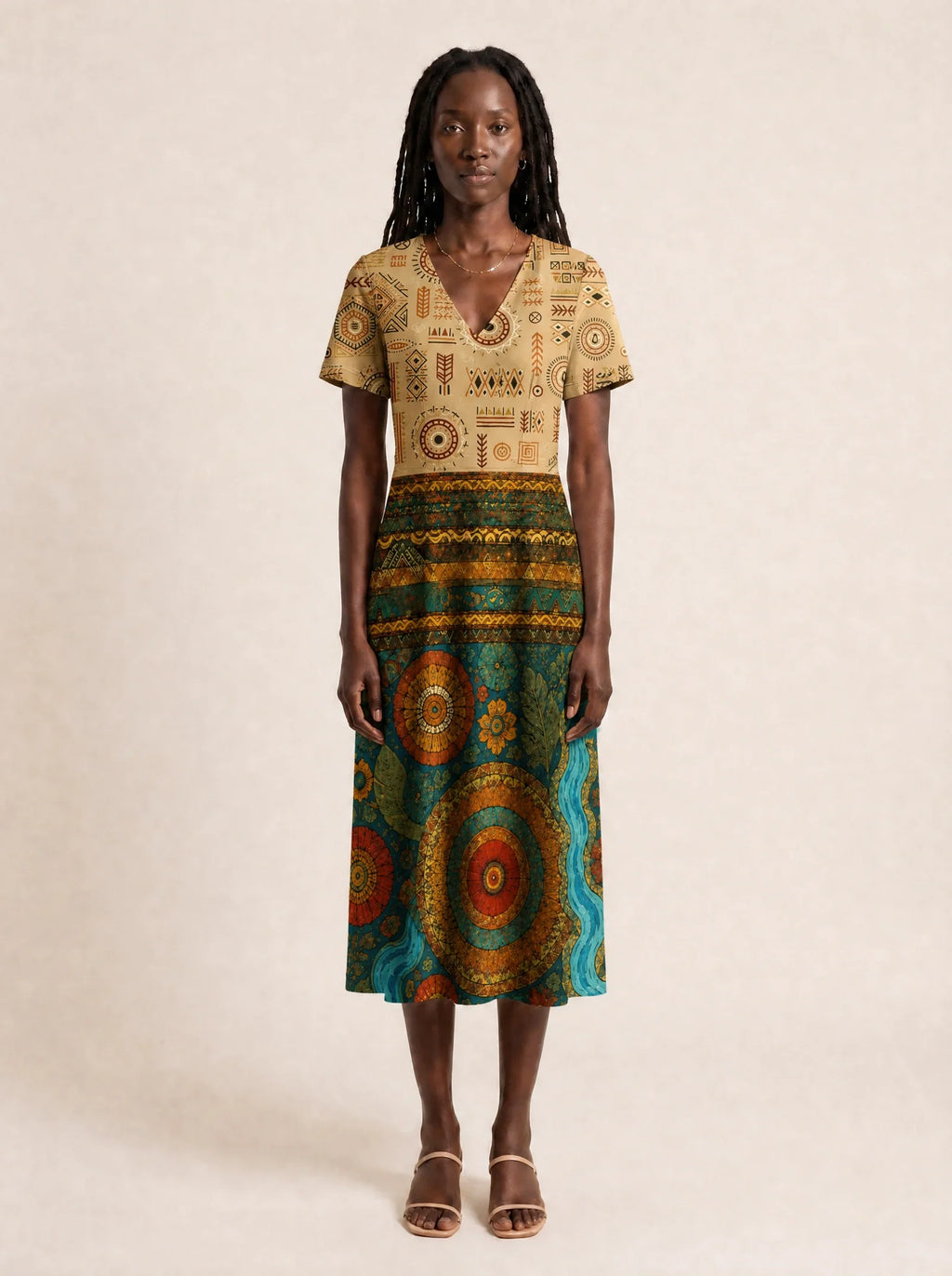 "Mto" V Neck Midi Dress