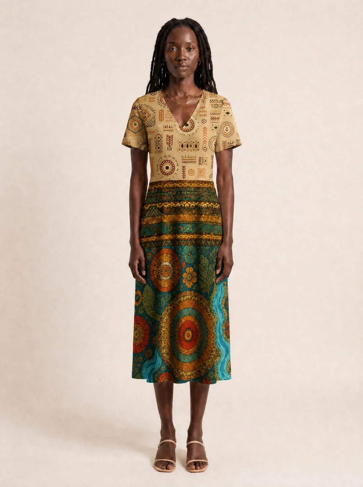 "Mto" V Neck Midi Dress