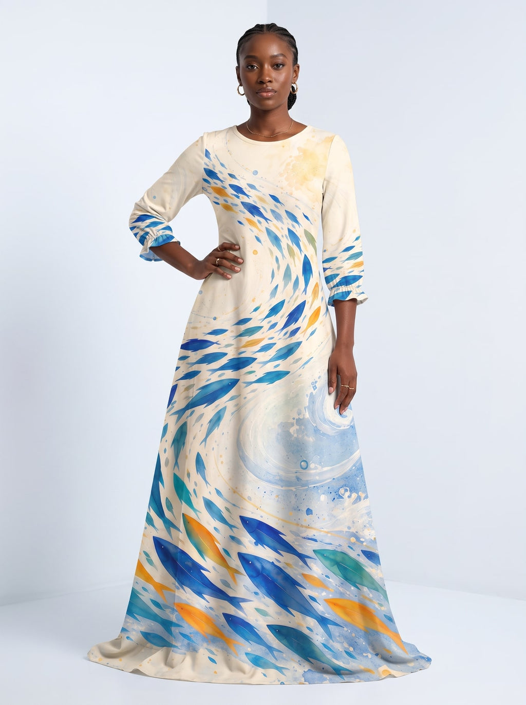 "Samaki" Long Sleeve Maxi Dress