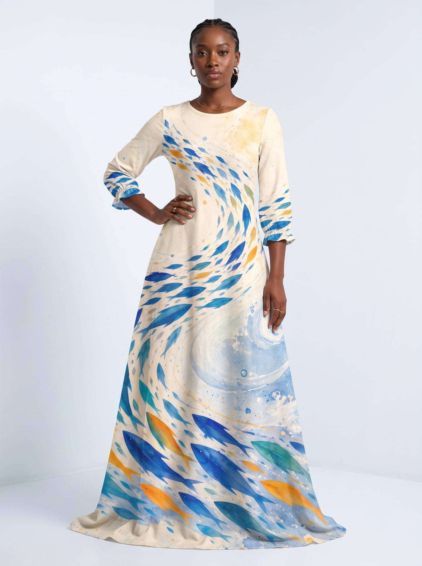 "Samaki" Long Sleeve Maxi Dress