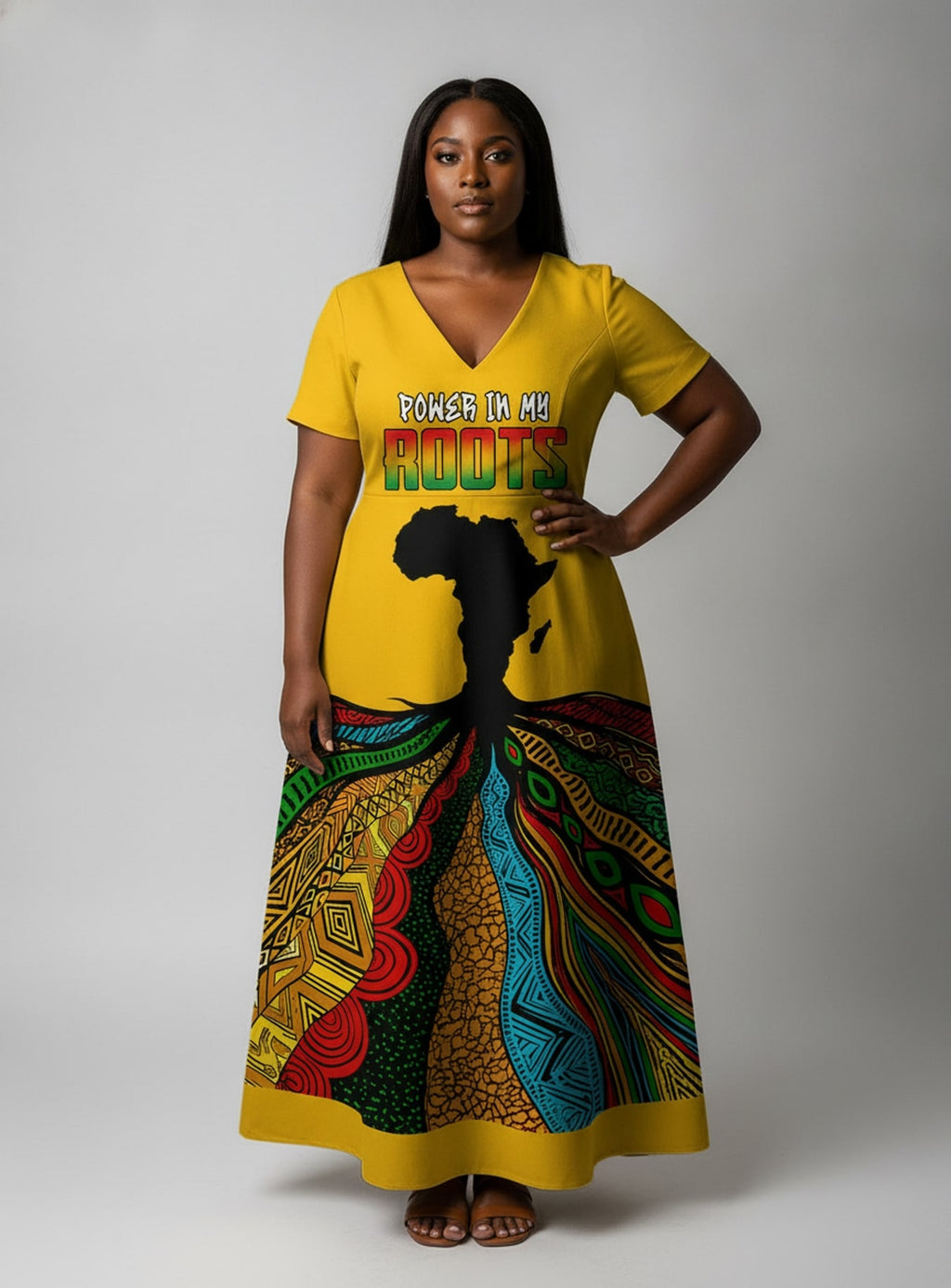 "Mzizi" Short Sleeve Maxi Dress