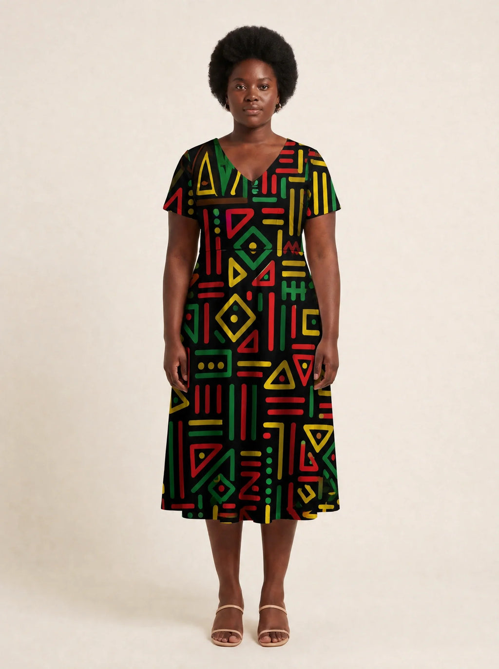 "Nairobi" V Neck Midi Dress