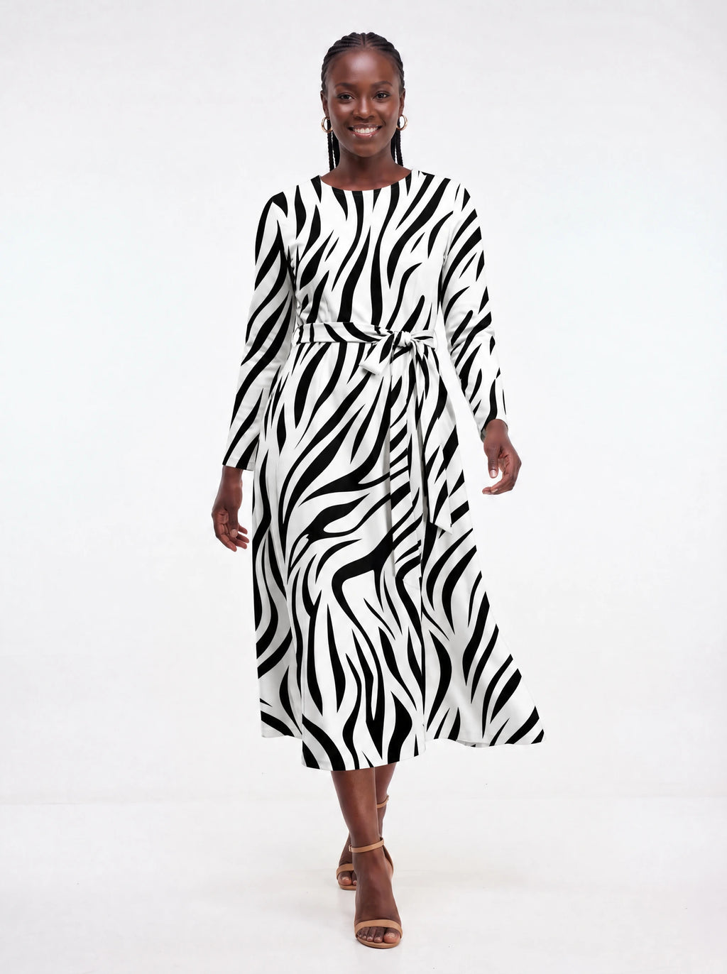 "Milia" Viscose Midi Dress — front view on model