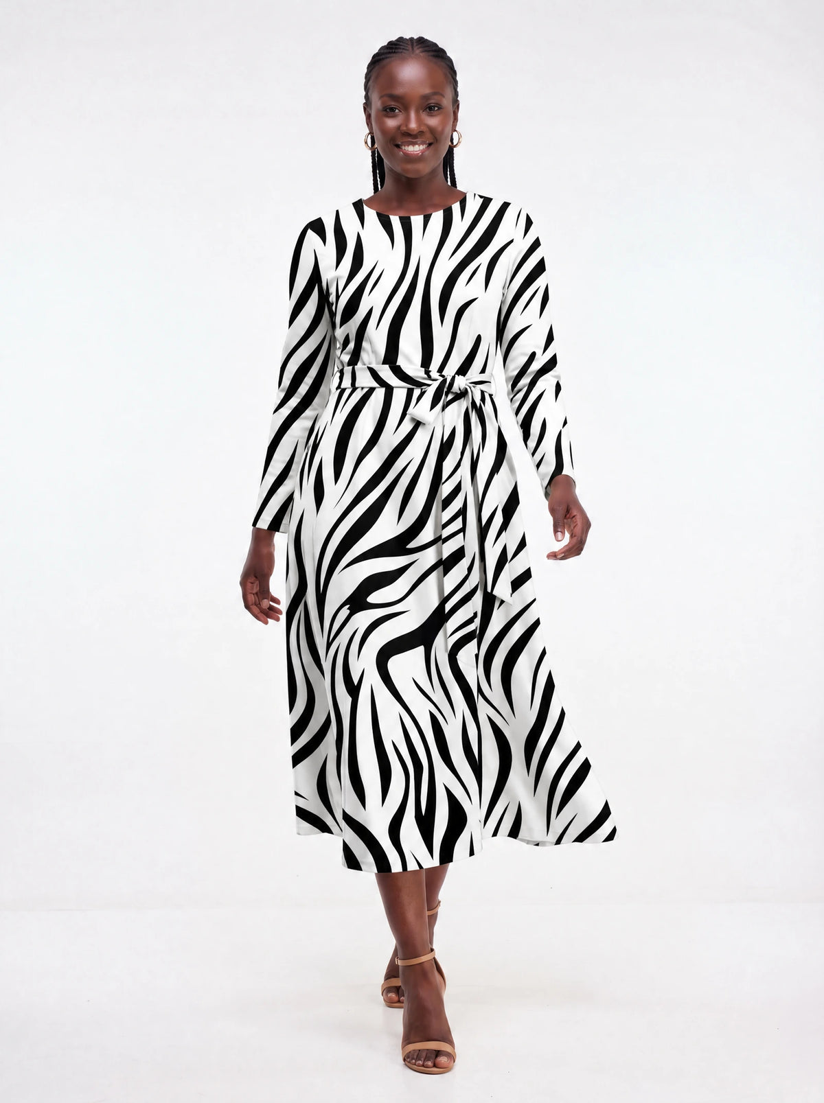 "Milia" Viscose Midi Dress — front view on model