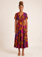 "Waridi" V Neck Midi Dress