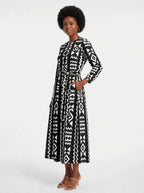 "Kuba" Viscose Midi Dress — front view on model