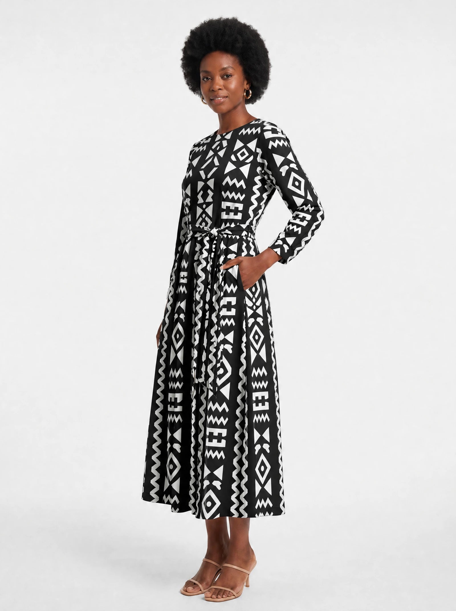 "Kuba" Viscose Midi Dress — front view on model