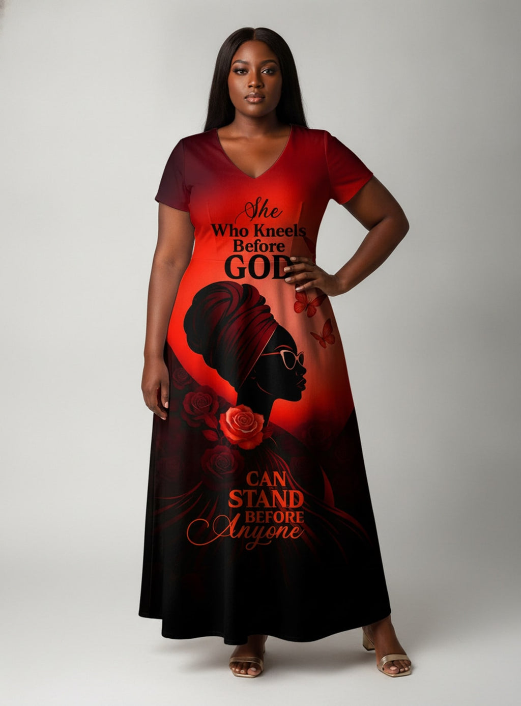 "Selah" Red" Short Sleeve Maxi Dress