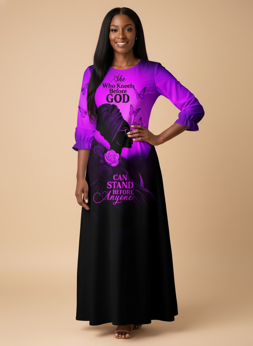 "Selah" Purple Long Sleeve Maxi Dress