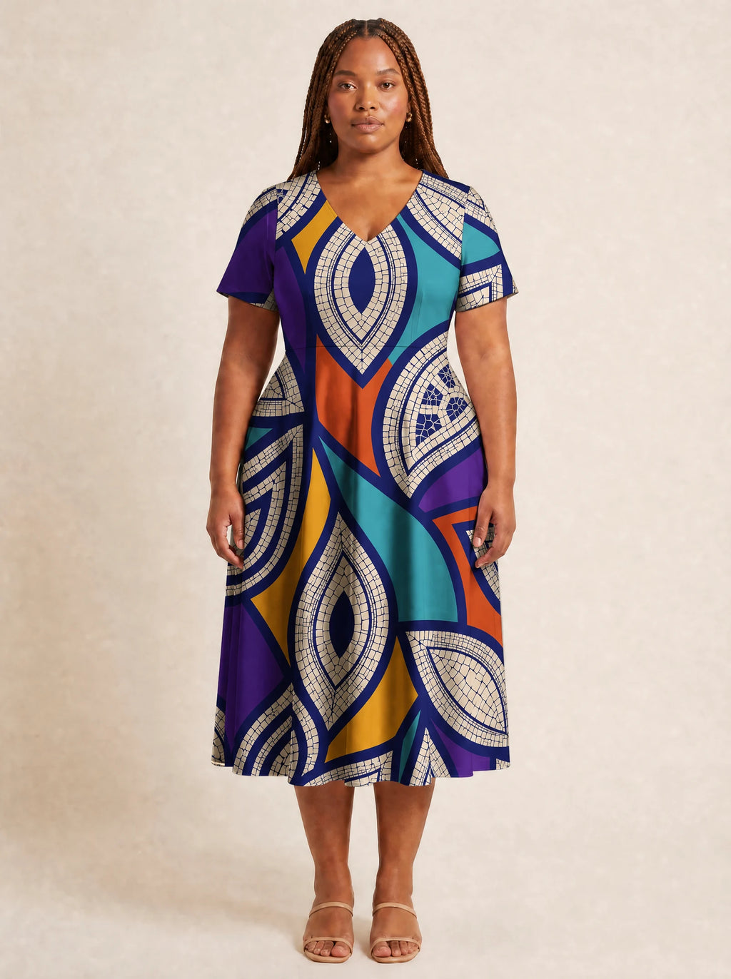"Johari" V Neck Midi Dress