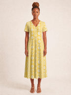 "Oshun Dhahabu" V Neck Midi Dress