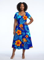 "Maua" Sweetheart Midi Dress
