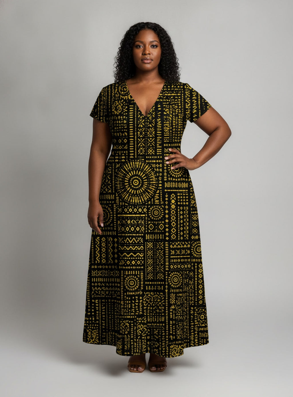 "Lamu" Short Sleeve Maxi Dress