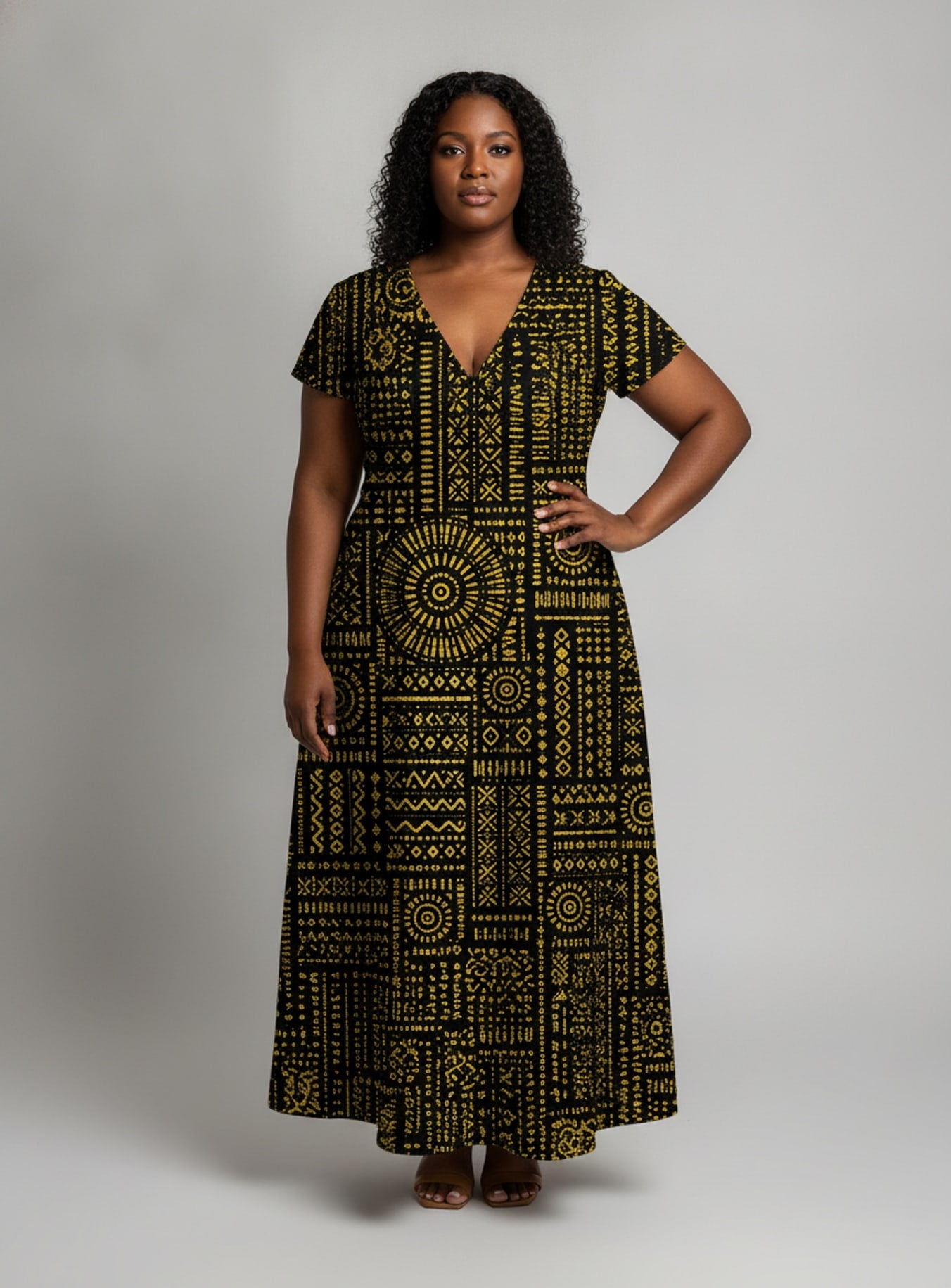 "Lamu" Short Sleeve Maxi Dress