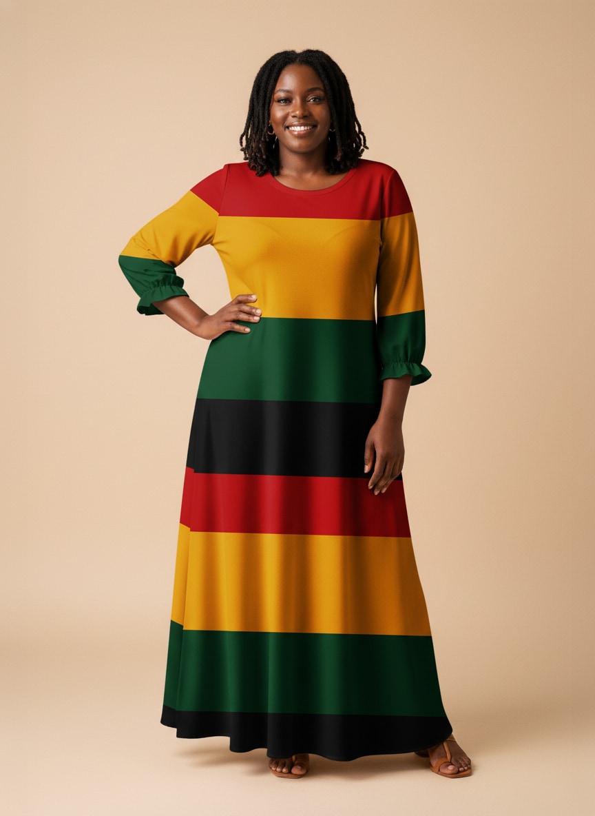 "Accra" Long Sleeve Maxi Dress