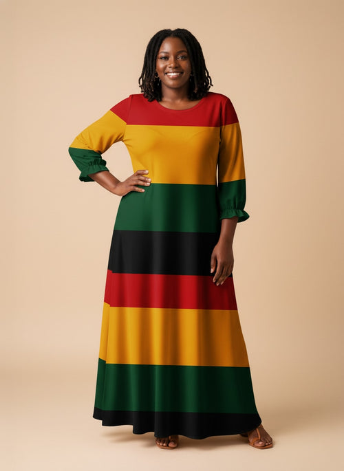 "Accra" Long Sleeve Maxi Dress