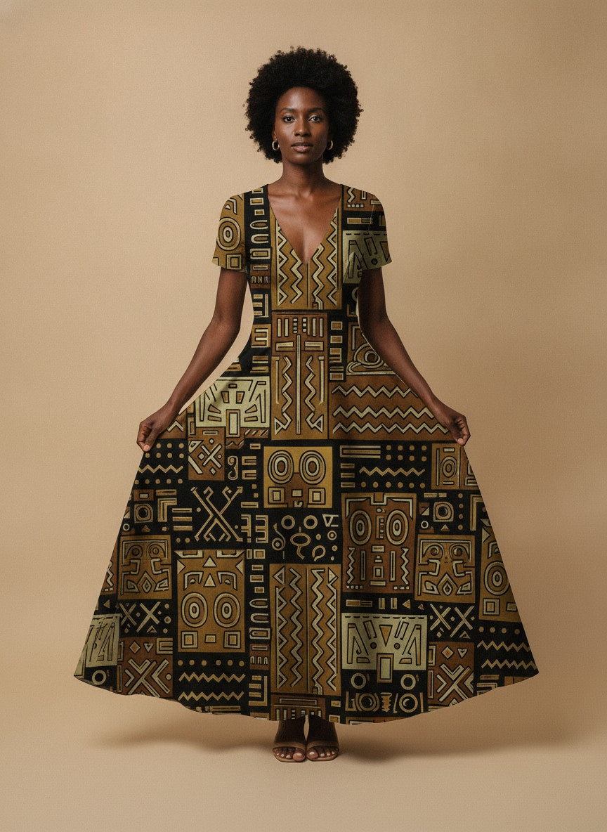 Sankofa Short Sleeve Maxi Dress