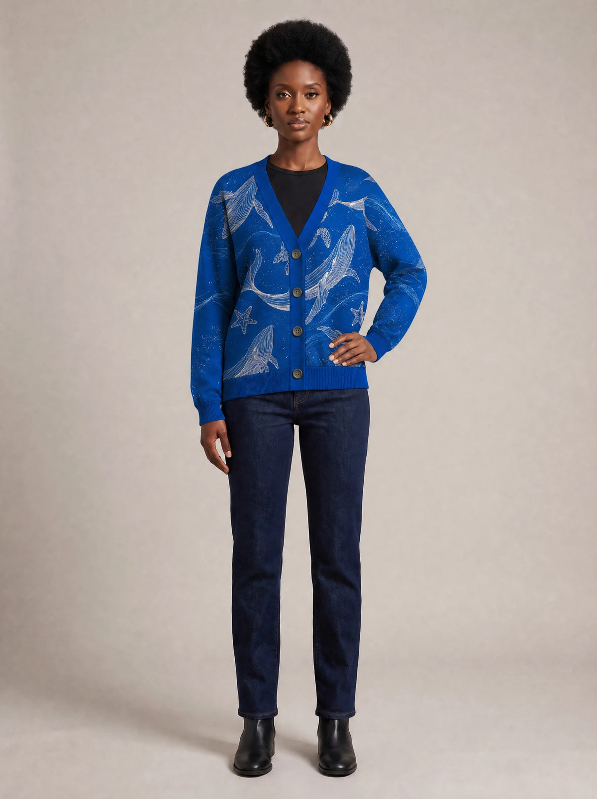 "Pwani" Cardigan — front view on model