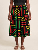 "Nairobi" Twirl Skirt — cropped front view on model
