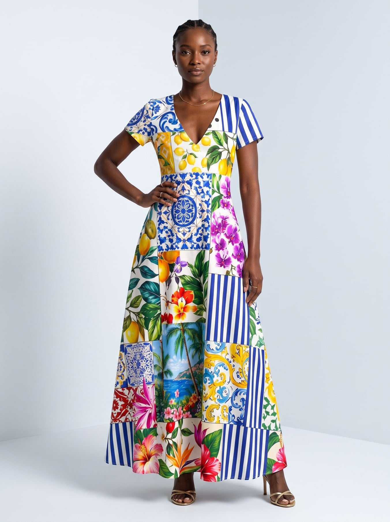 "Kisiwa" Short Sleeve Maxi Dress
