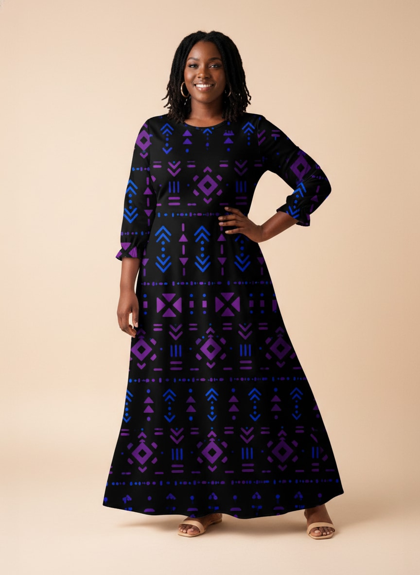 "Bamako" Long Sleeve Maxi Dress