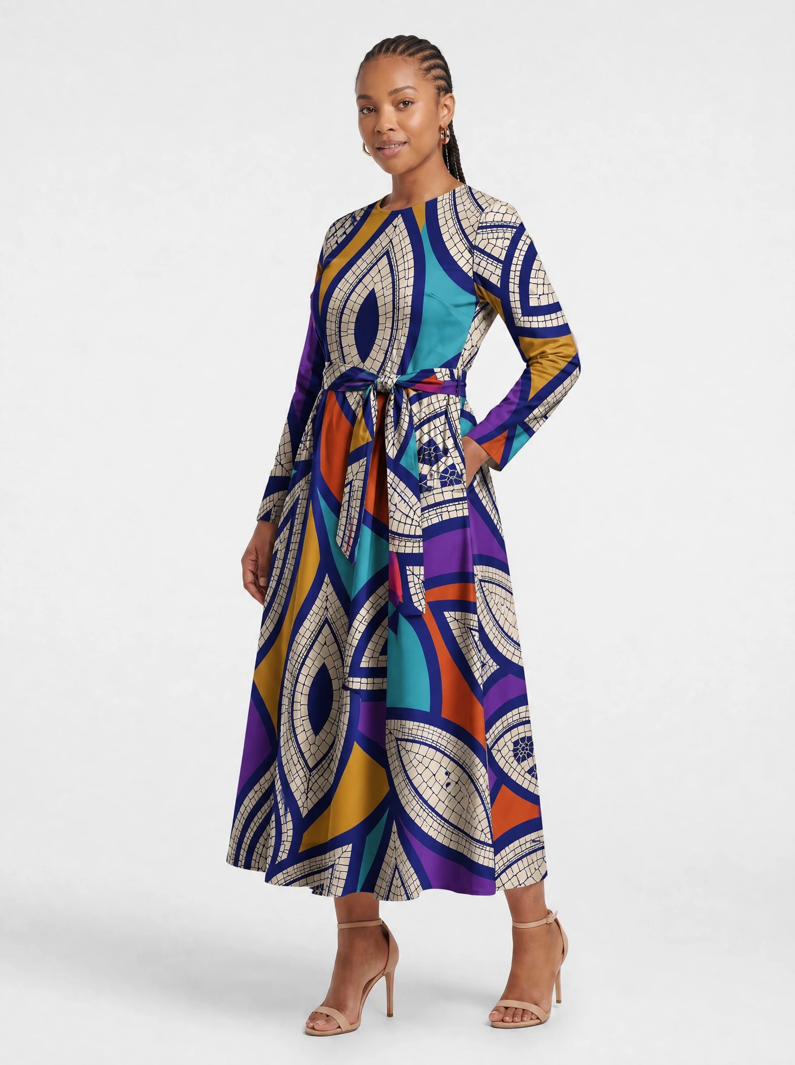 "Johari" Viscose Midi Dress — front view on model