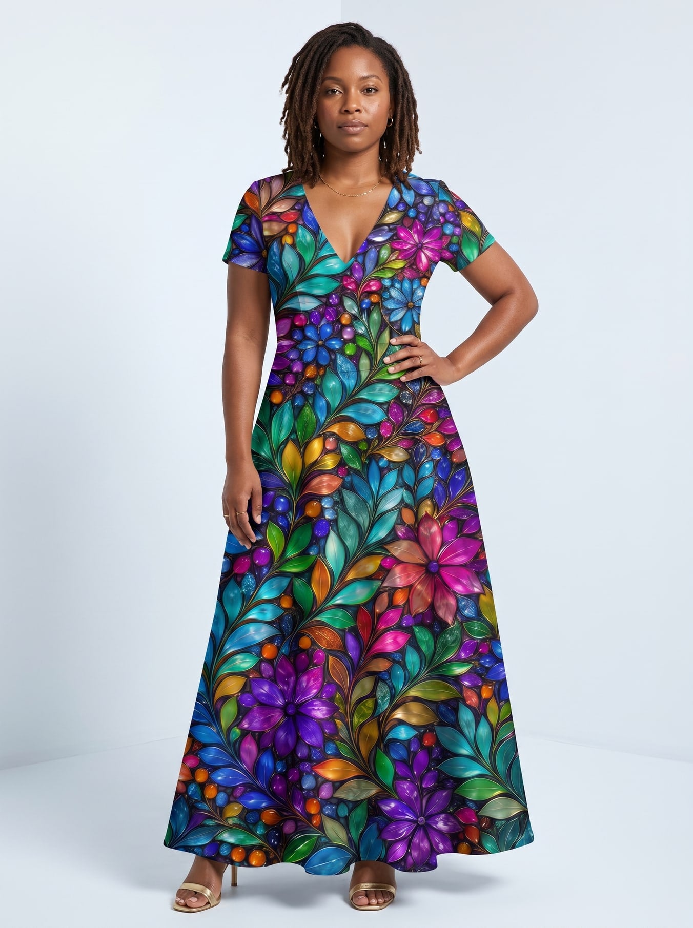 "Upinde" Short Sleeve Maxi Dress