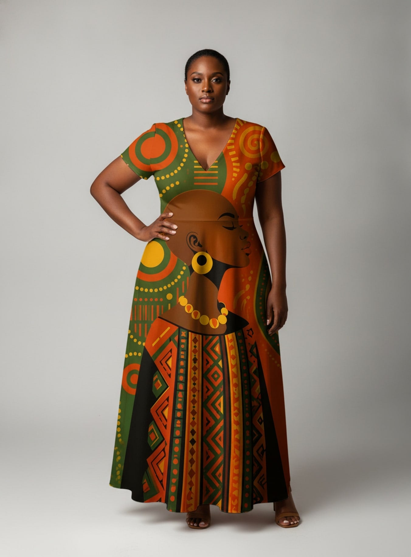 "Malkia" Short Sleeve Maxi Dress