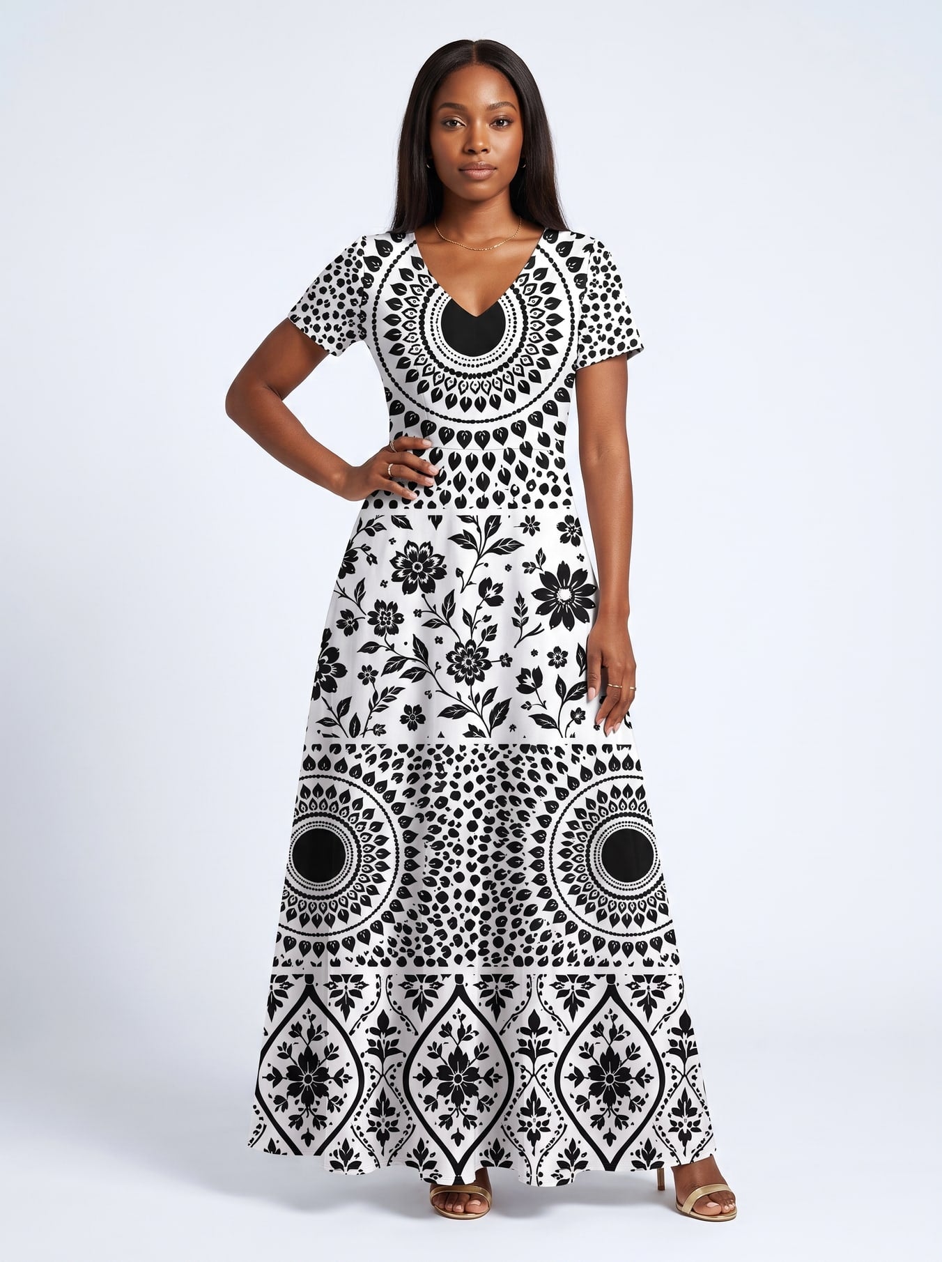 "Mwanga" Short Sleeve Maxi Dress