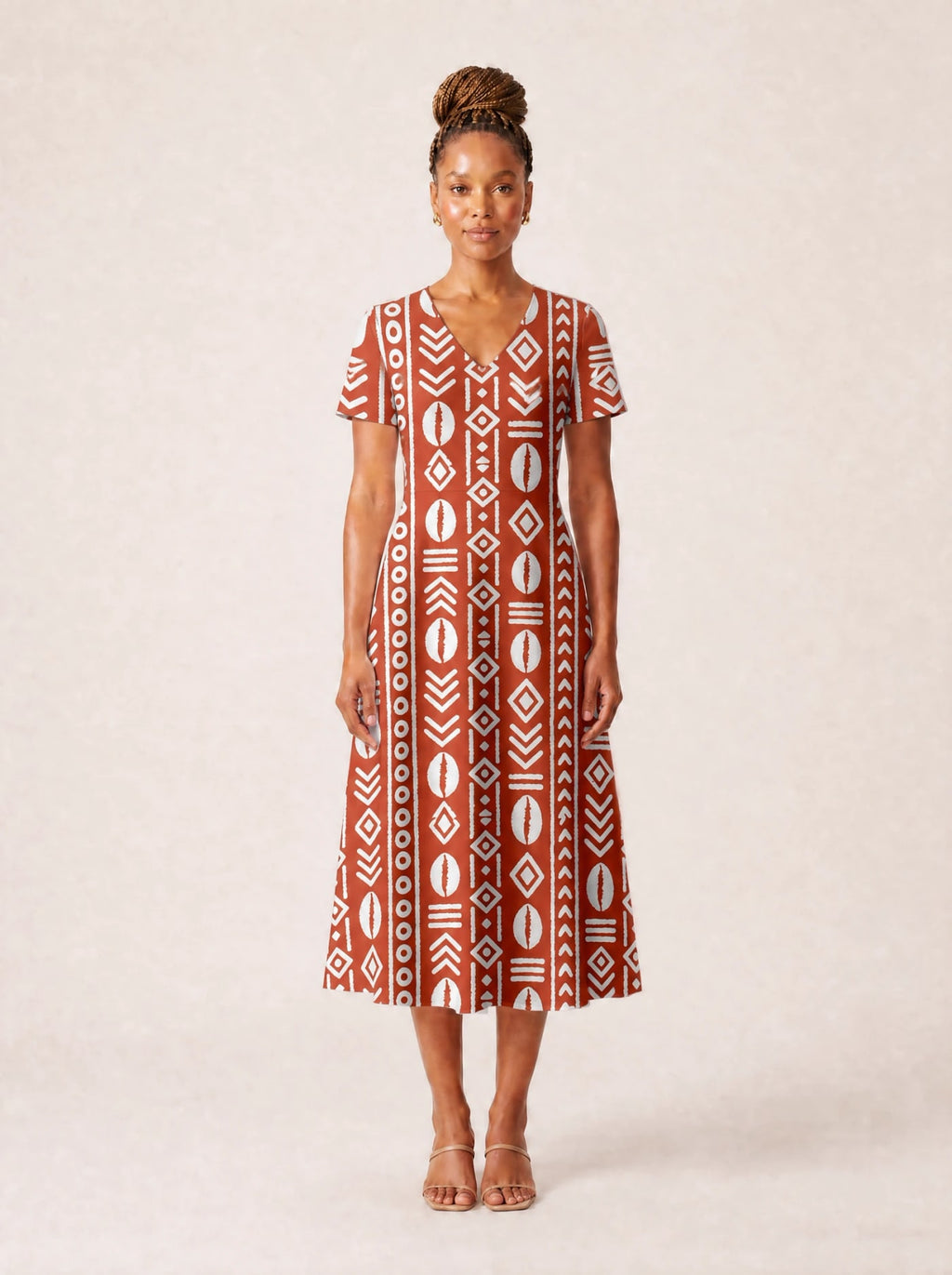 "Oshun Kijani" V Neck Midi Dress Promo