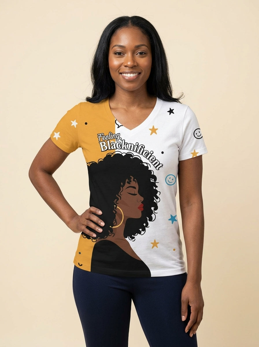 Feeling Blacknificient V-neck T-shirt