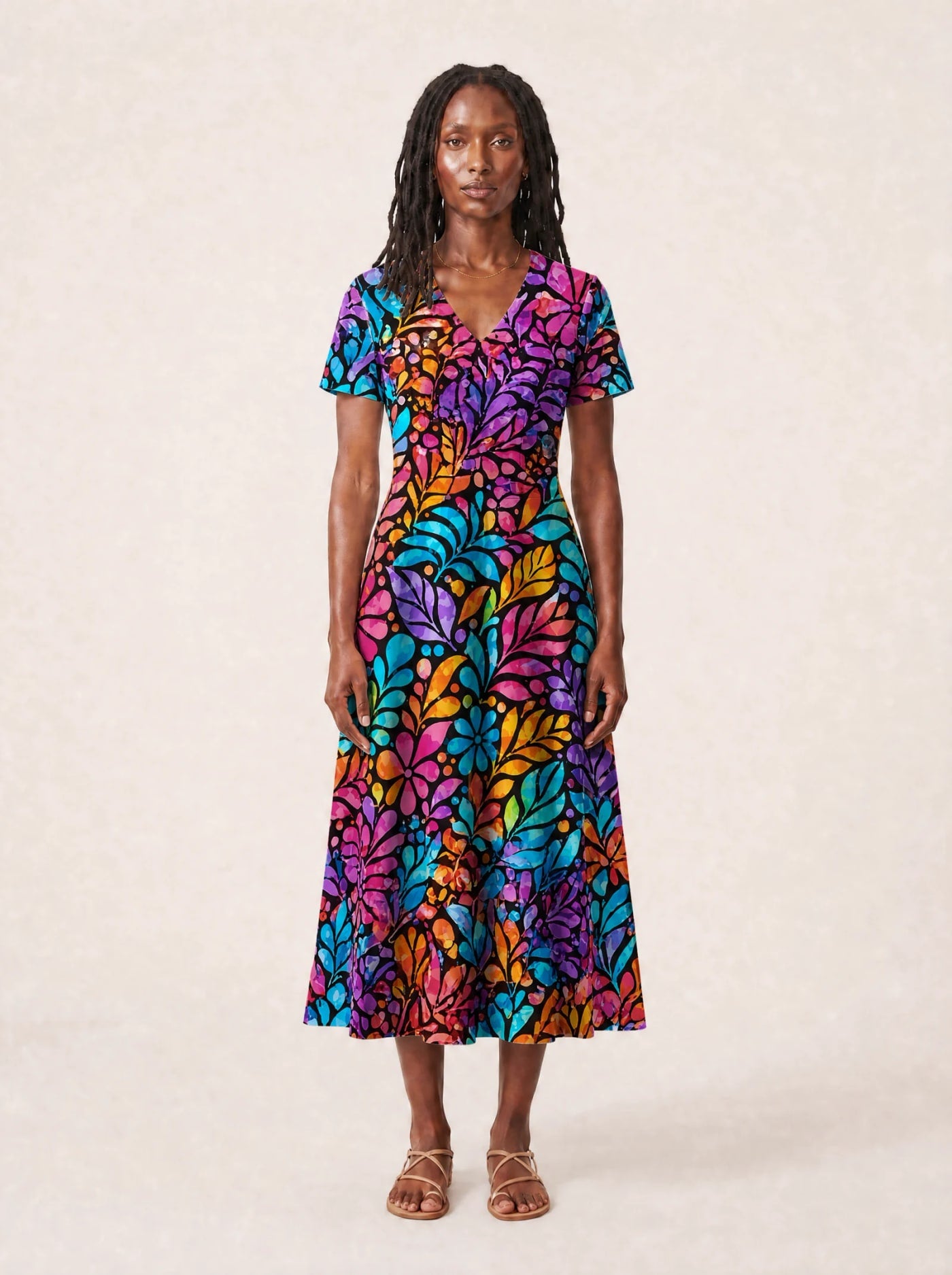 "Rangi" V Neck Midi Dress Promo