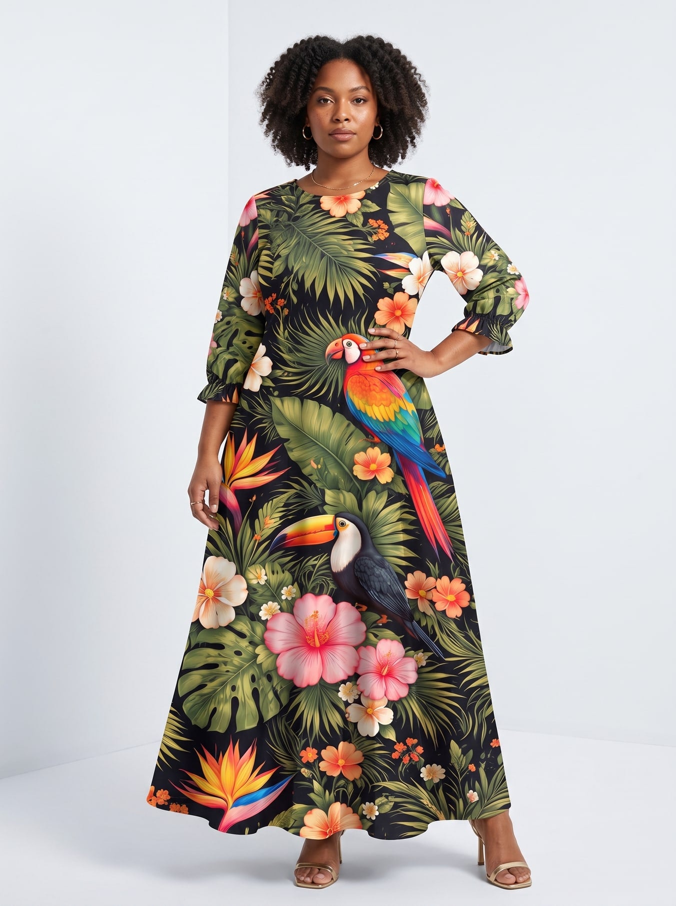 "Kasuku" Long Sleeve Maxi Dress