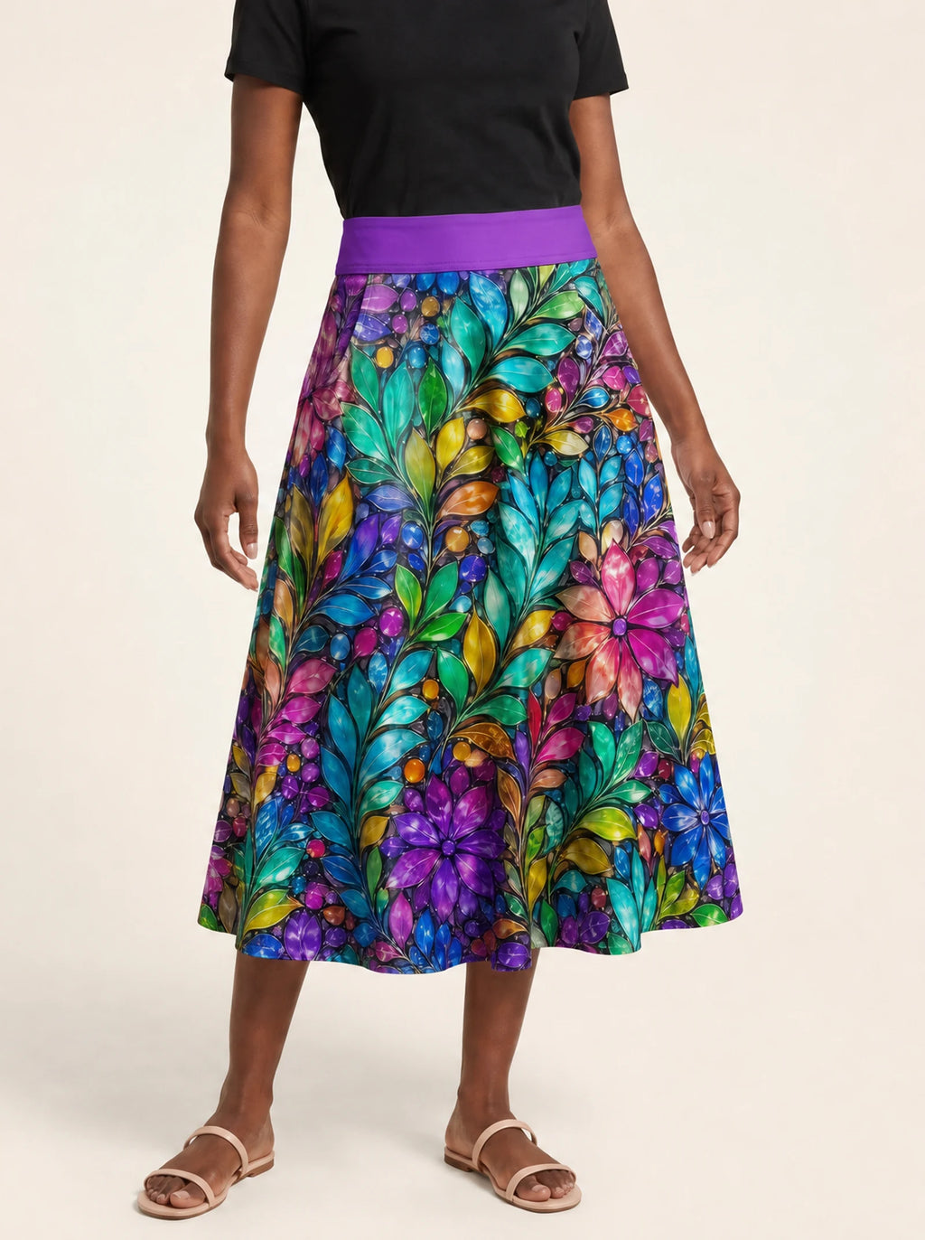 "Upinde" Twirl Skirt — cropped front view on model