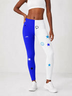 Feeling Blacknificient Blue Leggings — front view on model