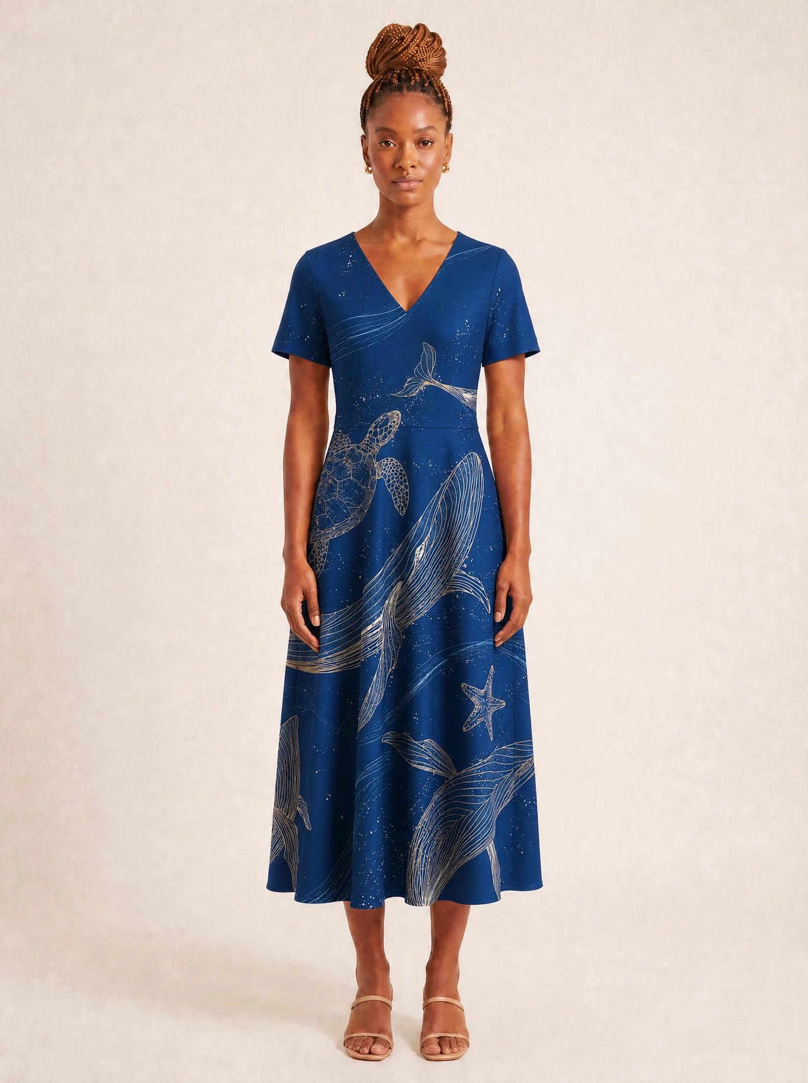 "Pwani" V Neck Midi Dress