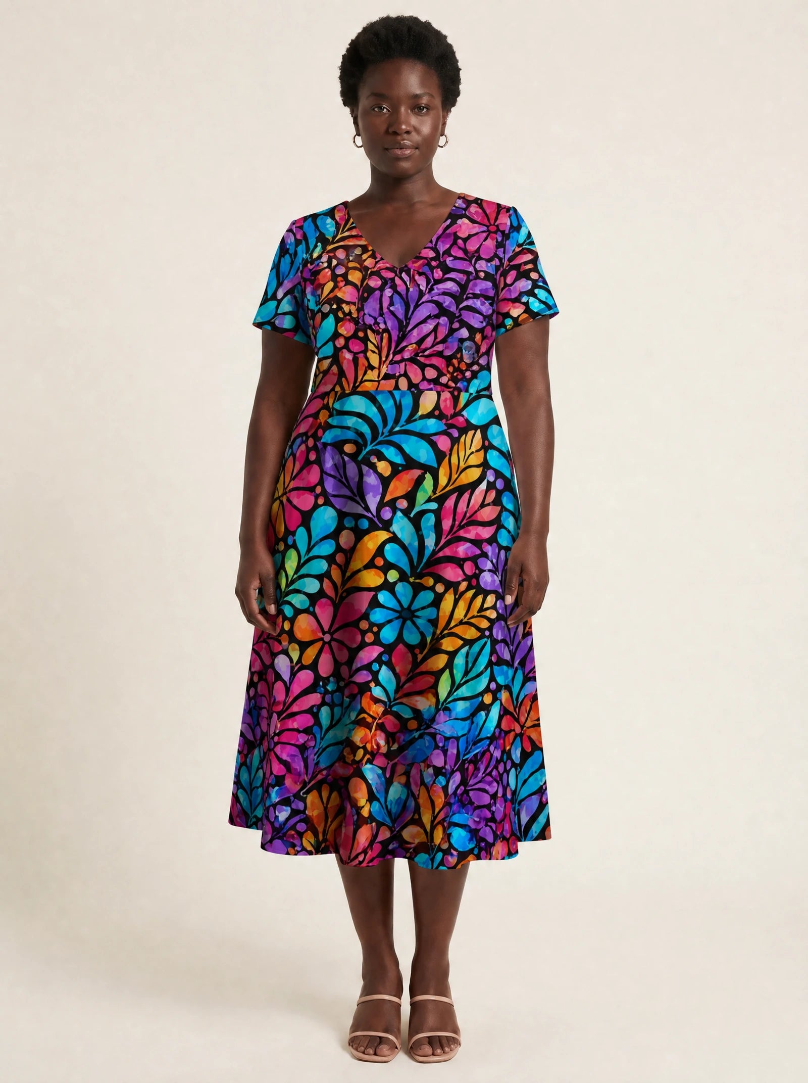"Rangi" V Neck Midi Dress
