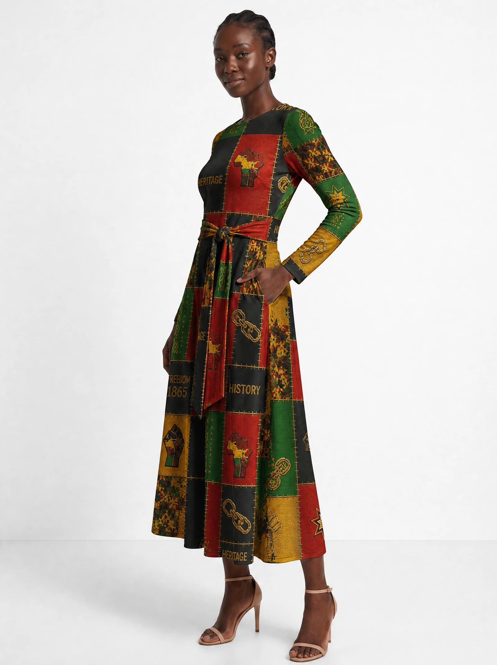 "Kumbuka" Viscose Midi Dress — front view on model