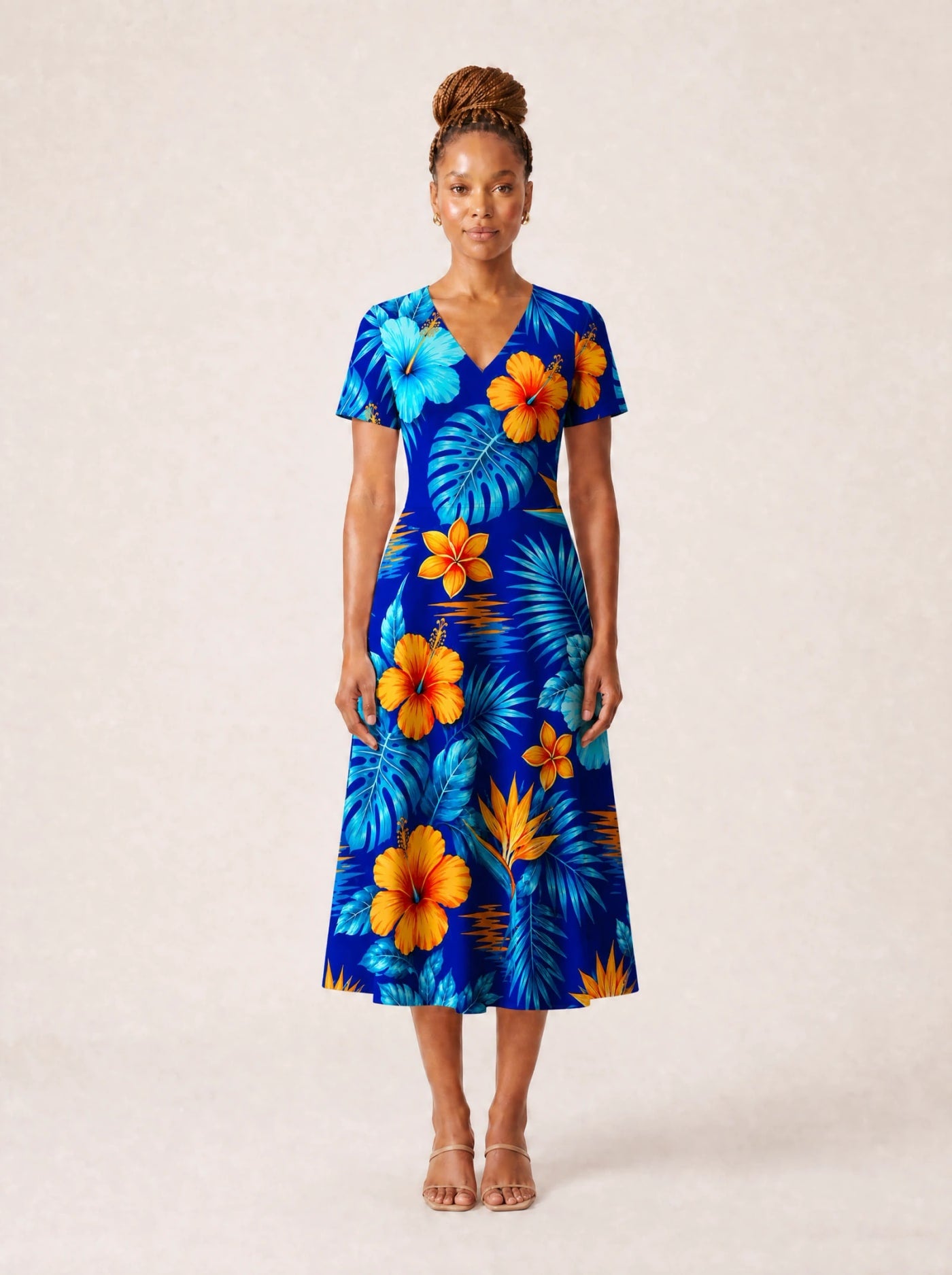 "Maua" V Neck Midi Dress Promo