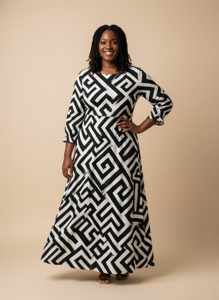 "Zamu" Long Sleeve Maxi Dress