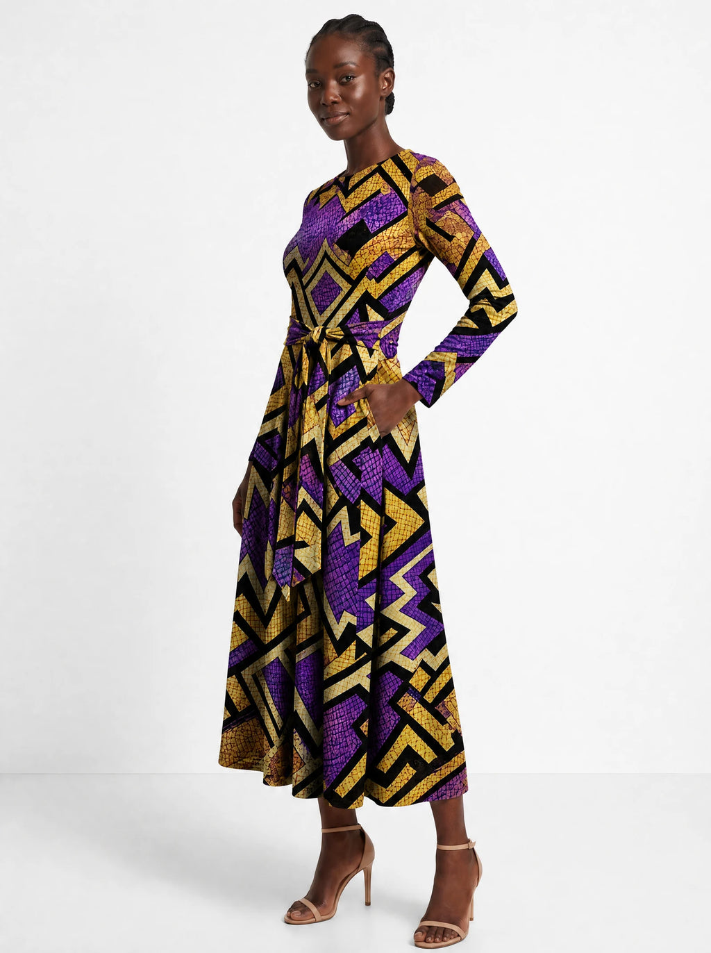 "Sheba" Viscose Midi Dress — front view on model
