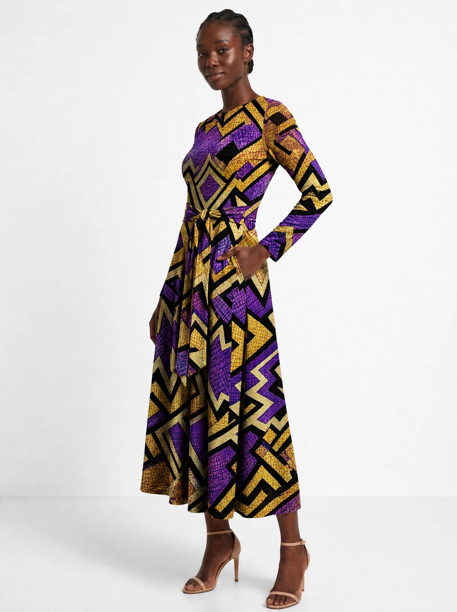 "Sheba" Viscose Midi Dress — front view on model