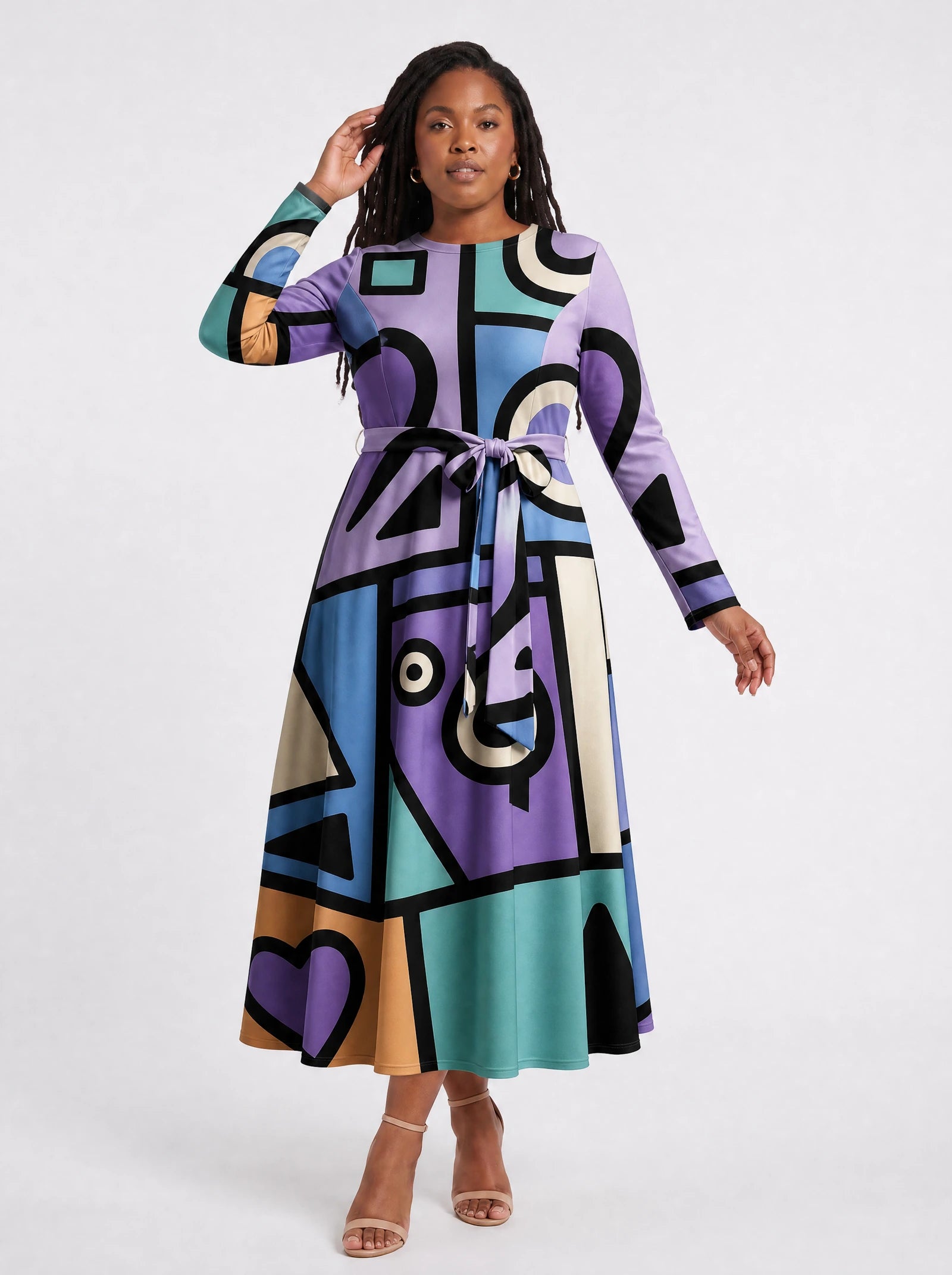 "Sanaa" Viscose Midi Dress — front view on model