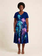 "Bahari" V Neck Midi Dress