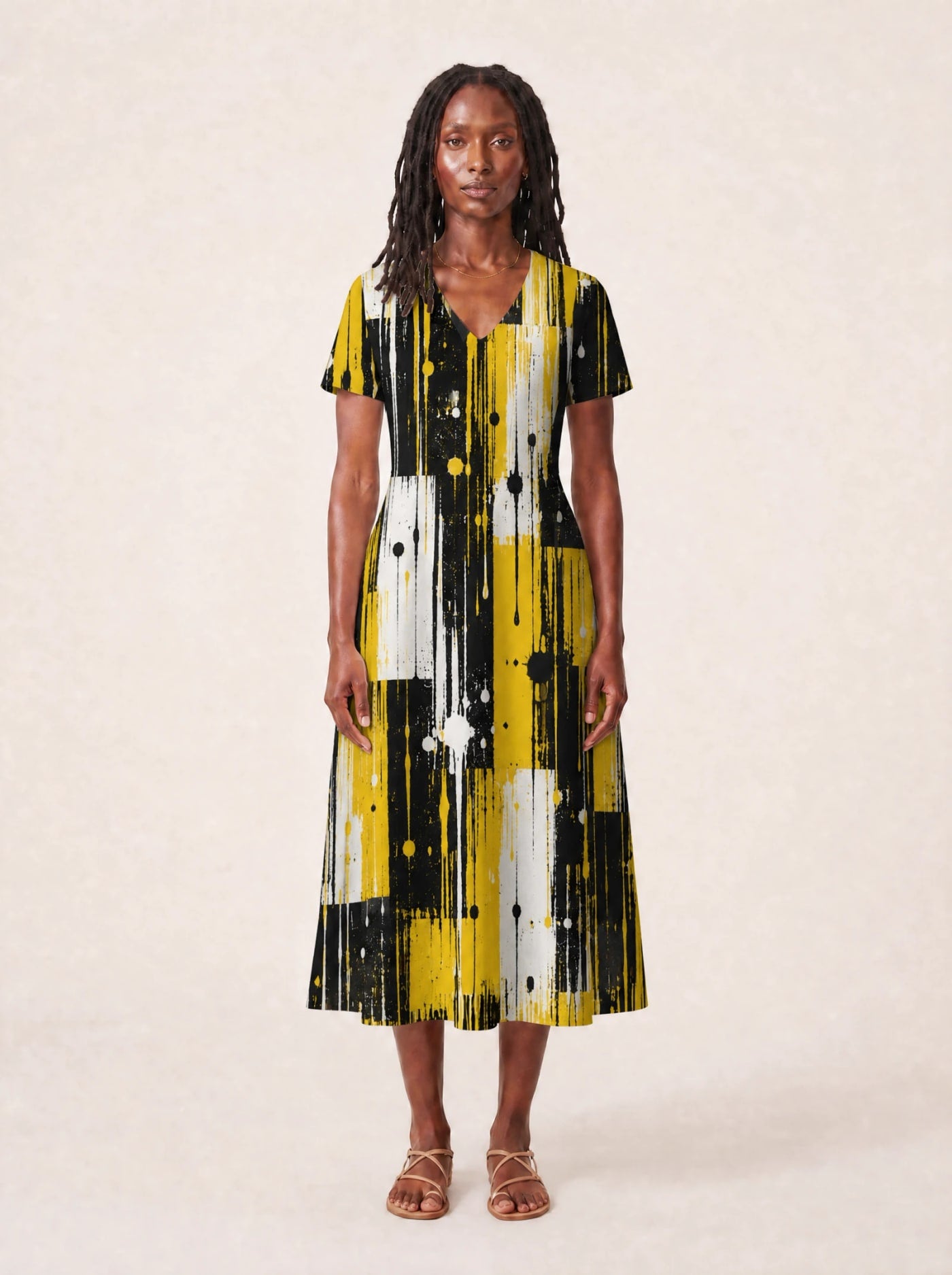 "Mvua" V Neck Midi Dress Promo