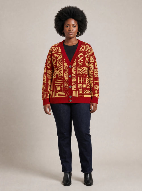 "Alama" Cardigan — front view on model